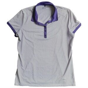 NIKE Golf Dri Fit Striped Polo Shirt Top Womens XL Pickleball Tennis Athletic